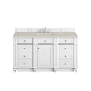 Bristol 60" Single Vanity, Bright White, w/ 3 CM Siberian Silestone Top