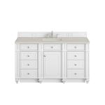 Bristol 60" Single Vanity, Bright White, w/ 3 CM Siberian Silestone Top