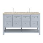 Breckenridge 60" Double Vanity, Serenity Blue, w/ 3 CM Tajnar Eclos Top w/FreePower Wireless Charger