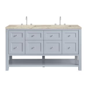 Breckenridge 60" Double Vanity, Serenity Blue, w/ 3 CM Tajnar Eclos Top w/FreePower Wireless Charger