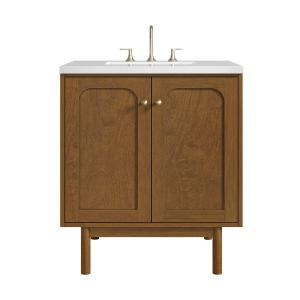 Laurent 30" Single Vanity, Honey Oak w/ 3 CM White Zeus Silestone Top
