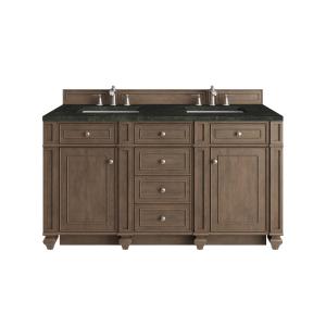 Bristol 60" Double Vanity, Whitewashed Walnut, w/ 3 CM Phantome Eclos Top