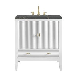 Myrrin 30" Single Vanity, Bright White w/ 3 CM Parisien Bleu Silestone Top