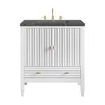 Myrrin 30" Single Vanity, Bright White w/ 3 CM Parisien Bleu Silestone Top