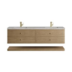 Allamari 72" Double Vanity, Dune Mist w/ Single Hole 3 CM Victorian Silver Silestone Top