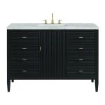 Myrrin 48" Single Vanity, Carbon Oak w/ 3 CM Victorian Silver Silestone Top w/FreePower Wireless Charger