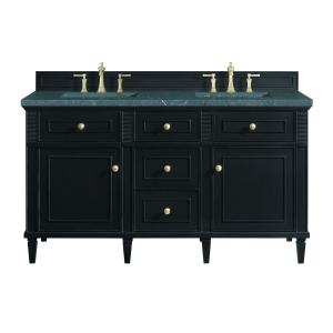 Lorelai 60" Double Vanity, Black Onyx w/ 3 CM Parisien Bleu Silestone Top w/FreePower Wireless Charger