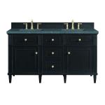 Lorelai 60" Double Vanity, Black Onyx w/ 3 CM Parisien Bleu Silestone Top w/FreePower Wireless Charger