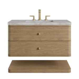 Allamari 36" Single Vanity, Dune Mist w/ 3 CM Victorian Silver Silestone Top