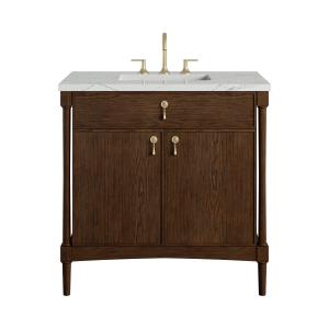 Kinnsden 36" Single Vanity, Sable Oak w/ 3 CM Ethereal Noctis Silestone Top