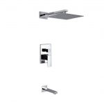 Aqua Piazza Brass Shower Set with 12" Square Rain Shower and Tub Filler