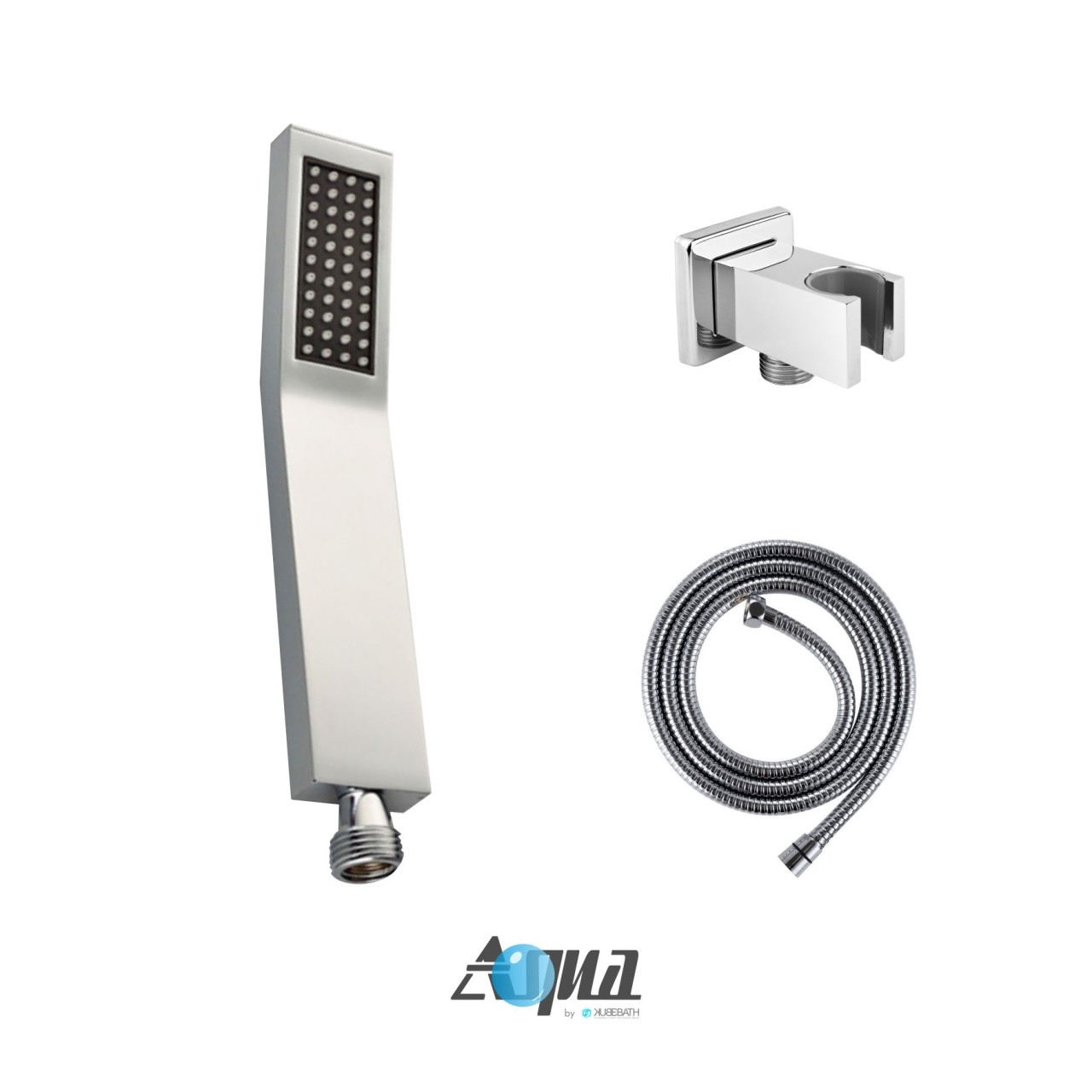 Aqua Piazza Brass Shower Set with 8" Square Rain Shower, Tub Filler and Handheld