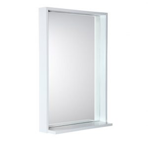 Bliss 22" Framed Mirror With Shelve - Gloss White Finish