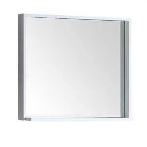Bliss 28" Framed Mirror With Shelve - Gloss White Finish