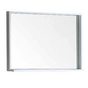 Bliss 38" Framed Mirror With Shelve - Gloss White Finish