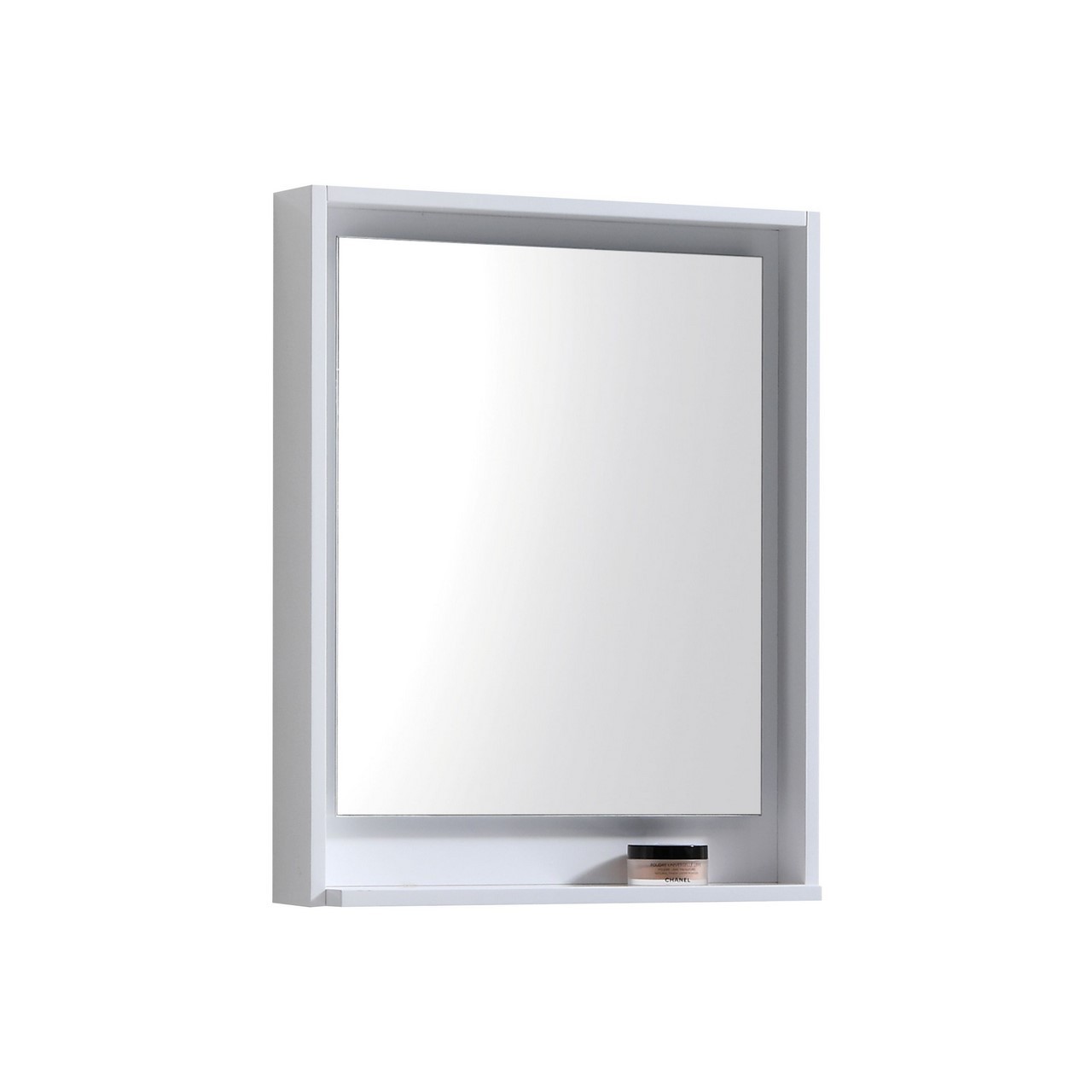 Bosco 24" Framed Mirror With Shelve - Gloss White Finish