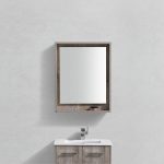 Bosco 24" Framed Mirror With Shelve - Nature Wood Finish