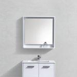 Bosco 30" Framed Mirror With Shelve - Gloss White Finish