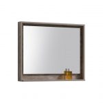 Bosco 36" Framed Mirror With Shelve - Nature Wood Finish