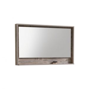 Bosco 48" Framed Mirror With Shelve - Nature Wood Finish
