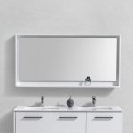 Bosco 60" Framed Mirror With Shelve - Gloss White Finish