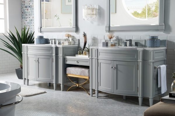 Brittany 118 Double Vanity Set Urban, Double Sink Vanity With Makeup Table