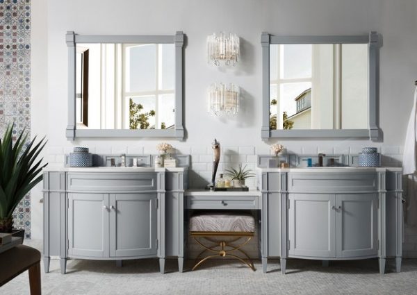 Brittany 118 Double Vanity Set Urban, Bathroom Vanity With Sink And Makeup Table