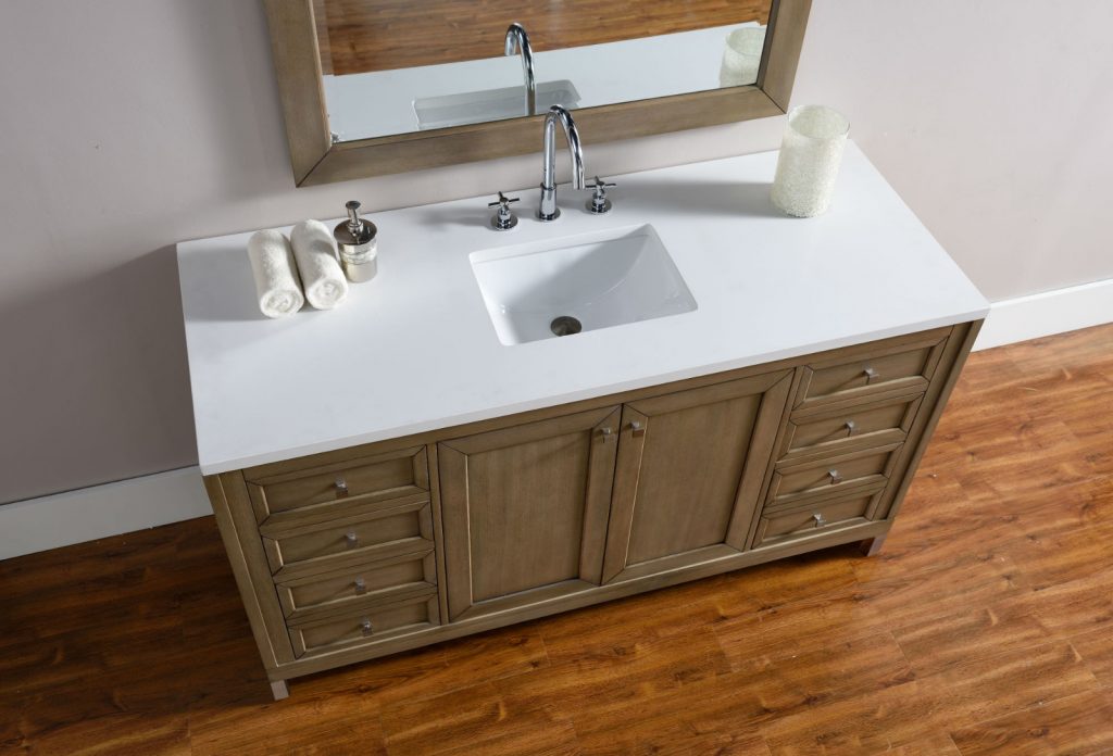 Chicago 60" Single Vanity, White Washed Walnut — Bathmiami