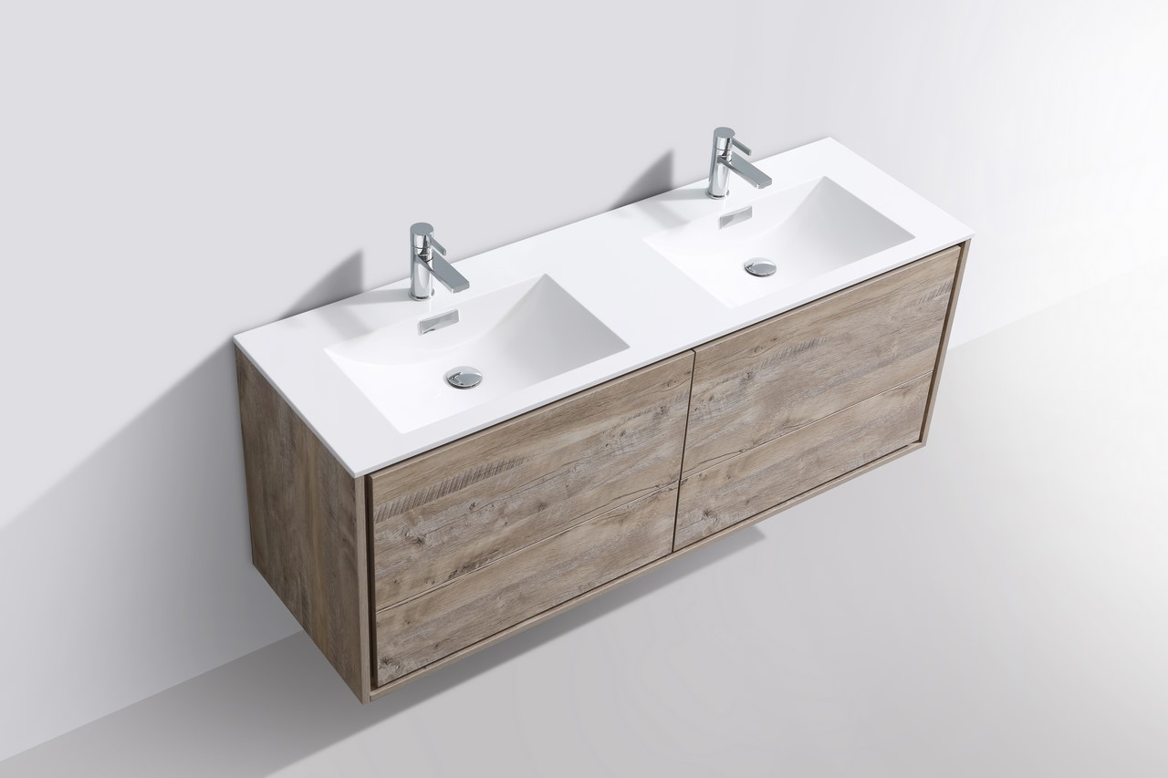 DeLusso Double Sink Modern Bathroom Vanity