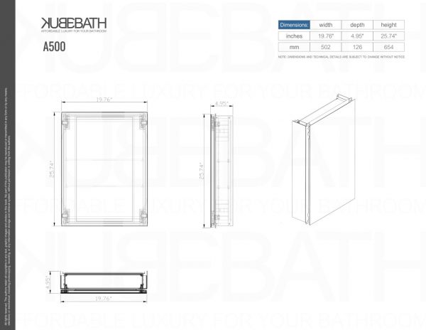 Kube 20 Mirrored Medicine Cabinet Bathmiami