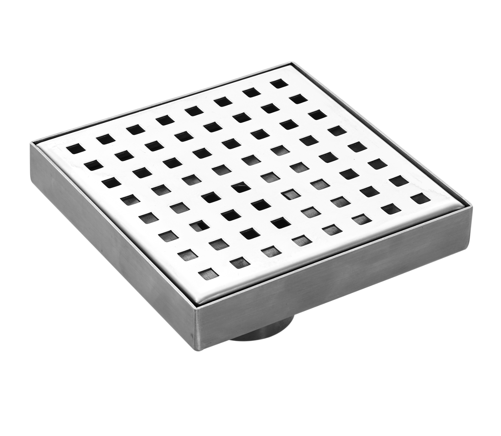 Aquamoon Brushed Nickel Insert 6 X 6 Linear Shower Drain, 316 Stainless