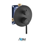 Aqua Rondo Black Shower Set W/ Ceiling Mount 12″ Rain Shower, Handheld and Tub Filler