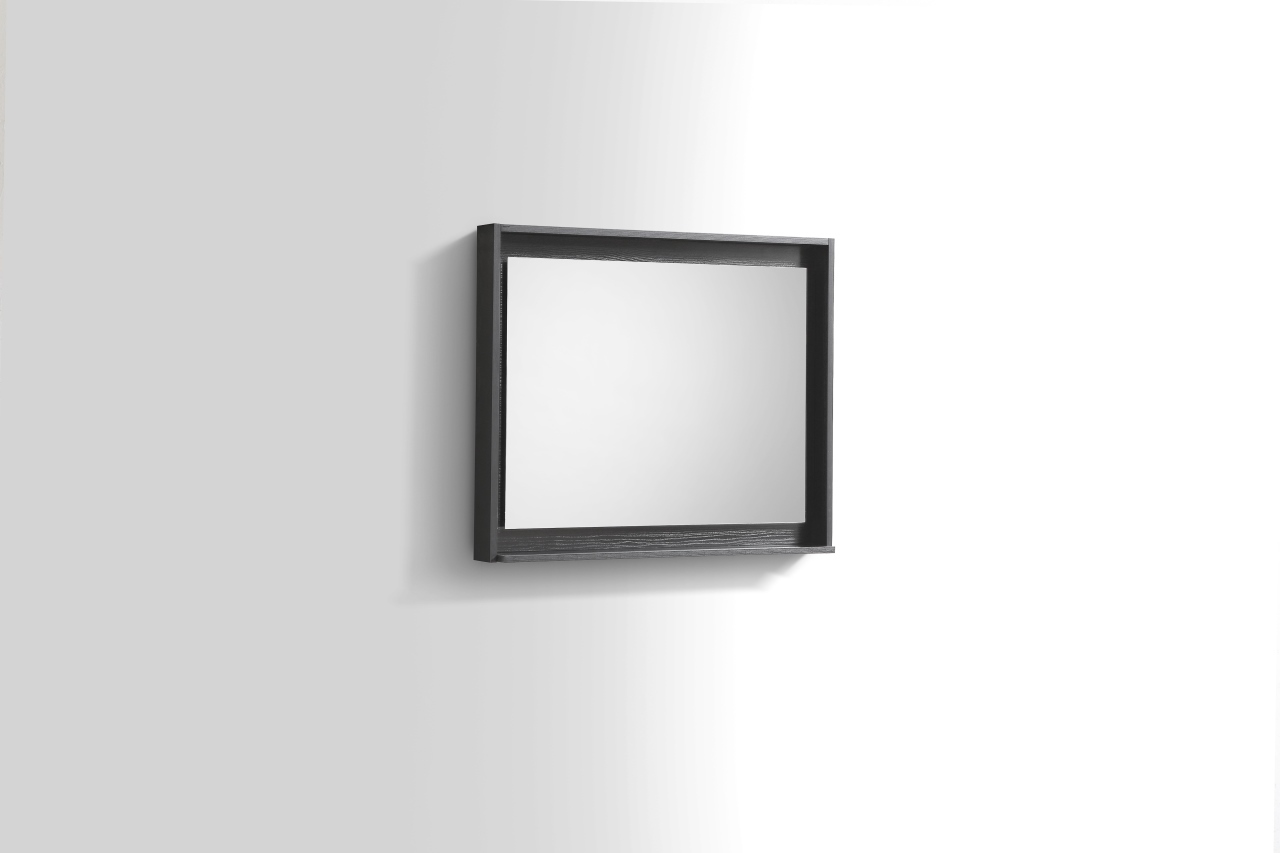30″ Wide Mirror W/ Shelf – Black