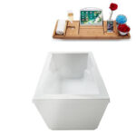 66" Soaking Freestanding Tub and tray With Internal Drain