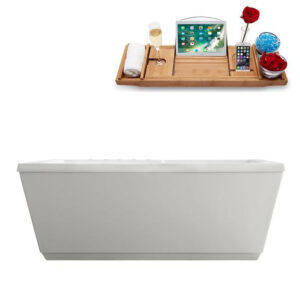 66" Soaking Freestanding Tub and tray With Internal Drain