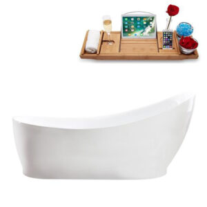 68" Soaking Freestanding Tub and tray With Internal Drain