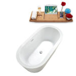 58" Soaking Freestanding Tub and tray With Internal Drain
