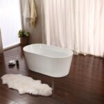 58" Soaking Freestanding Tub and tray With Internal Drain