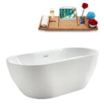 67" Soaking Freestanding Tub and tray With Internal Drain