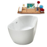 67" Soaking Freestanding Tub and tray With Internal Drain