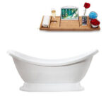 69" Soaking Freestanding Tub and tray With Internal Drain