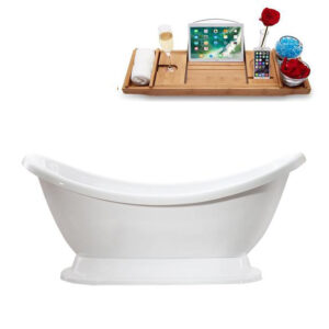 69" Soaking Freestanding Tub and tray With Internal Drain