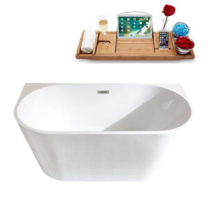 59" Soaking Freestanding Tub and tray With Internal Drain