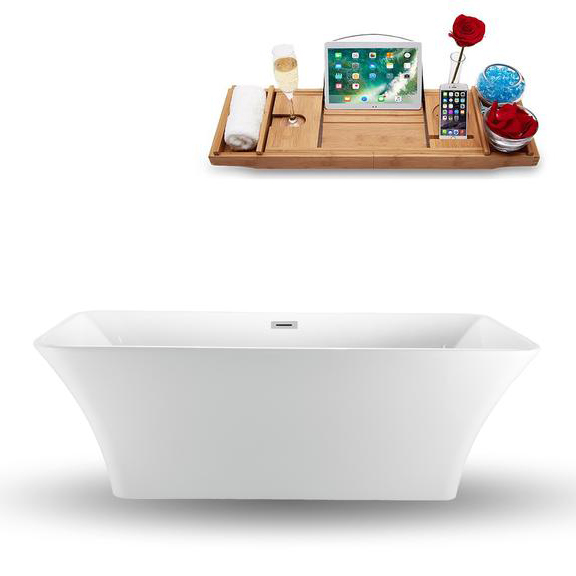 71" Freestanding Tub and Tray With Internal Drain