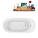 59" Freestanding Tub and Tray With Internal Drain
