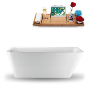 70" Freestanding Tub and Tray With Internal Drain