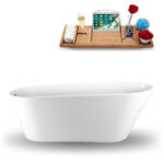 61" Freestanding Tub and Tray With Internal Drain