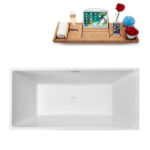 66" Soaking Freestanding Tub and Tray With Internal Drain