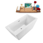 60" Soaking Freestanding Tub and Tray With Internal Drain