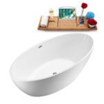 63" Soaking Freestanding Tub and Tray With Internal Drain